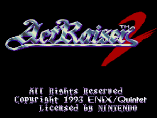 ActRaiser 2 title screen for Super Nintendo